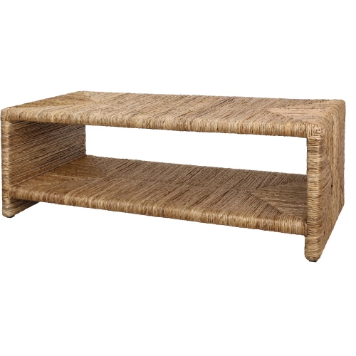 Kanza Coffee Table with Shelf in Natural Abaca